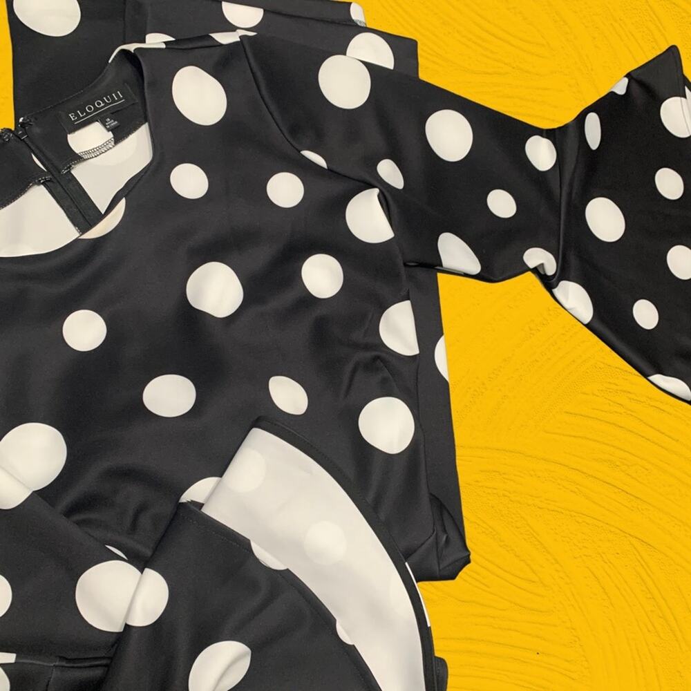 Polka Dot Dress Size 18 NEW ELOQUII Scuba Dress Black and White - Picture 14 of 15
